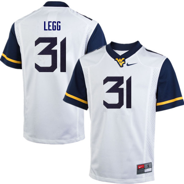 Men #31 Casey Legg West Virginia Mountaineers College Football Jerseys Sale-White